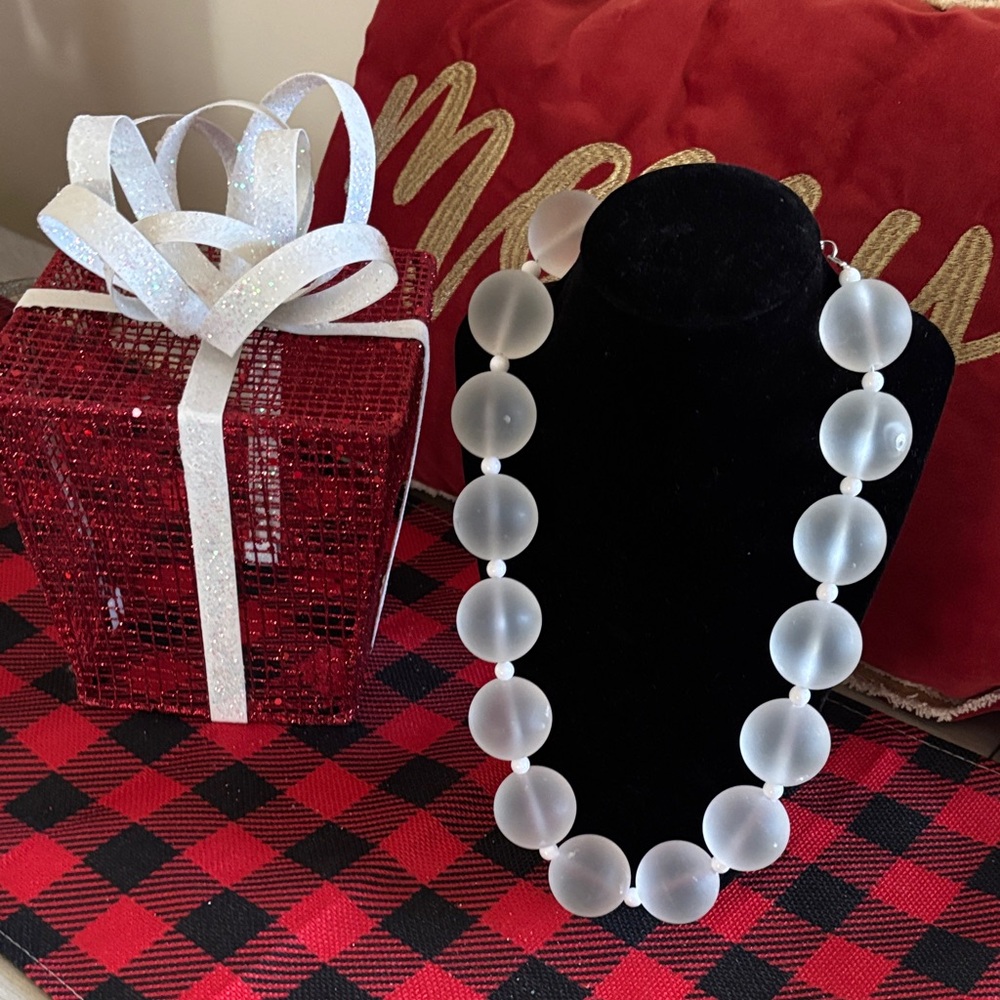 Sassy Jones Frosted White Necklace